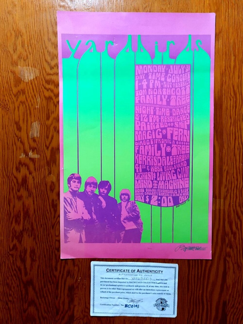 Yardbirds Family Tree Bob Masse Original Concert Poster 23in x 14.5in